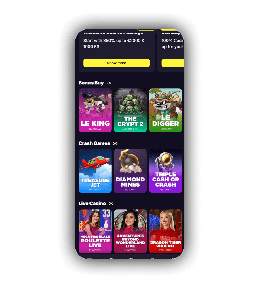 FreeSpinza Casino Interface